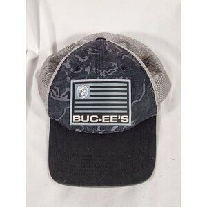 Buc-ee's No Quarter Snapback Trucker Hat Black with Flag